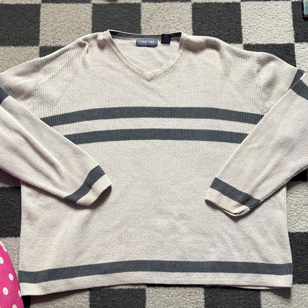 Men's Cream and Gray Sweater vintage